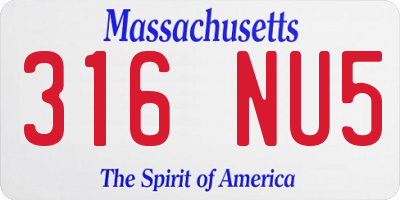 MA license plate 316NU5