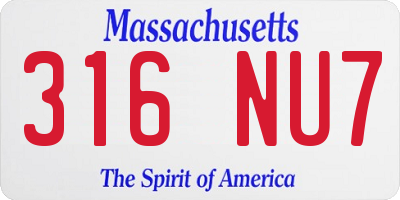 MA license plate 316NU7