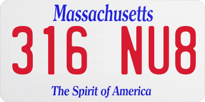 MA license plate 316NU8