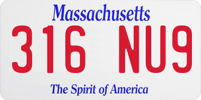 MA license plate 316NU9