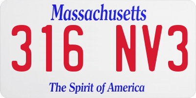 MA license plate 316NV3