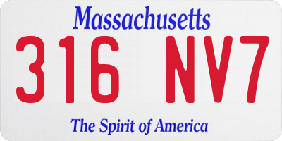 MA license plate 316NV7