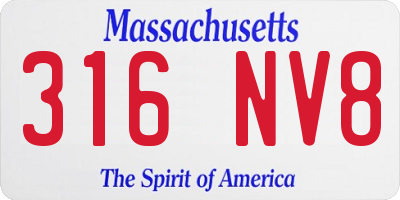 MA license plate 316NV8