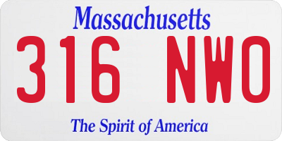 MA license plate 316NW0