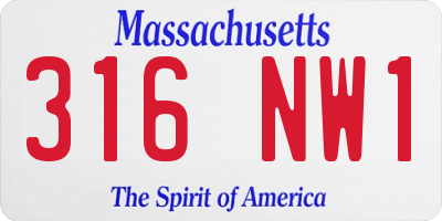 MA license plate 316NW1