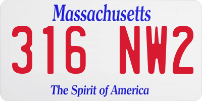 MA license plate 316NW2
