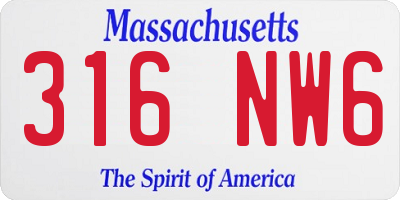 MA license plate 316NW6