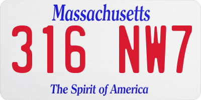 MA license plate 316NW7