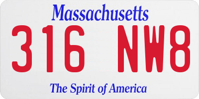 MA license plate 316NW8