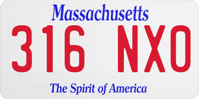 MA license plate 316NX0