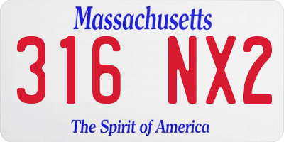 MA license plate 316NX2