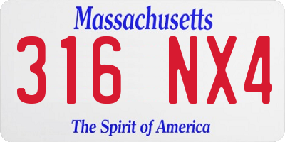 MA license plate 316NX4