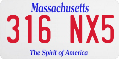 MA license plate 316NX5