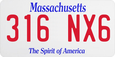 MA license plate 316NX6