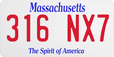 MA license plate 316NX7