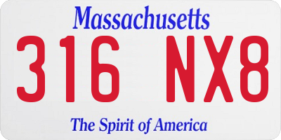 MA license plate 316NX8