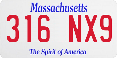 MA license plate 316NX9