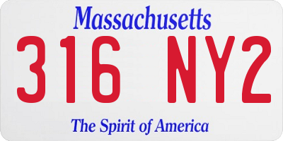 MA license plate 316NY2