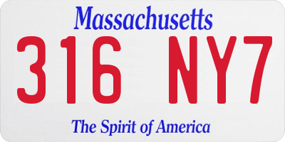 MA license plate 316NY7
