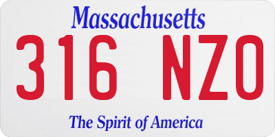 MA license plate 316NZ0