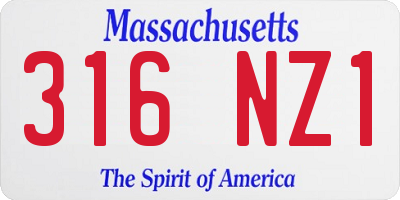 MA license plate 316NZ1
