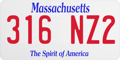 MA license plate 316NZ2