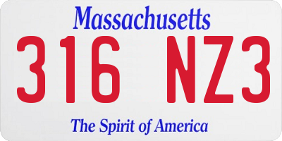 MA license plate 316NZ3