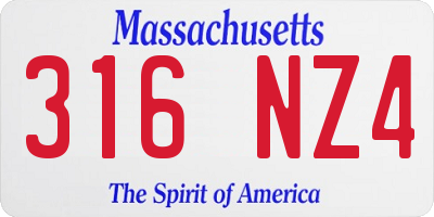 MA license plate 316NZ4