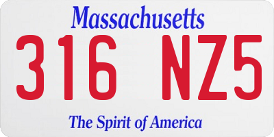 MA license plate 316NZ5