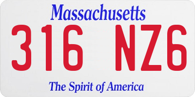 MA license plate 316NZ6