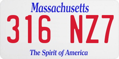 MA license plate 316NZ7