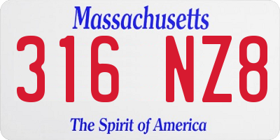 MA license plate 316NZ8