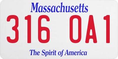 MA license plate 316OA1