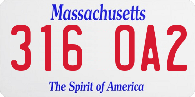 MA license plate 316OA2