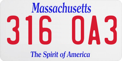 MA license plate 316OA3