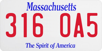 MA license plate 316OA5