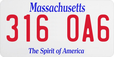 MA license plate 316OA6
