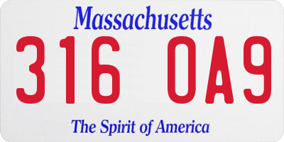 MA license plate 316OA9