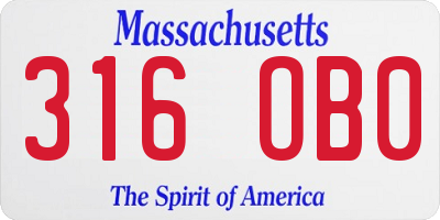 MA license plate 316OB0