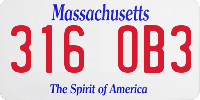 MA license plate 316OB3