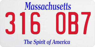 MA license plate 316OB7