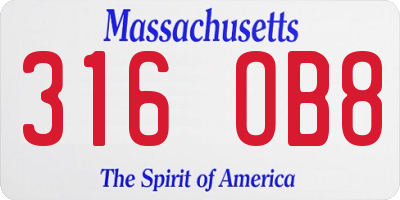 MA license plate 316OB8