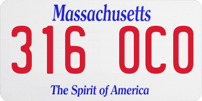 MA license plate 316OC0