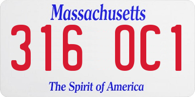 MA license plate 316OC1