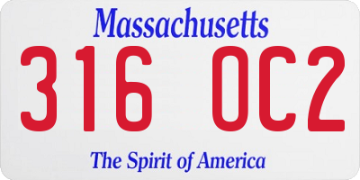 MA license plate 316OC2