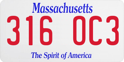MA license plate 316OC3