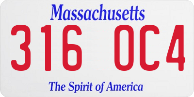 MA license plate 316OC4