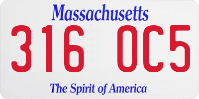 MA license plate 316OC5