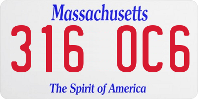 MA license plate 316OC6