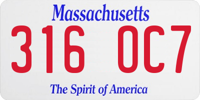MA license plate 316OC7